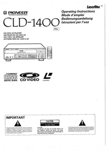 PIONEER CLD-1400 Laser Disc Player Owners Instruction Manual