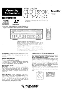 PIONEER CLD-1590K Laser Disc Player Owners Instruction Manual