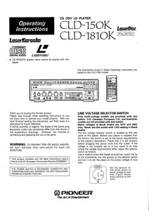 PIONEER CLD-1810K Laser Disc Player Owners Instruction Manual