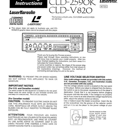 PIONEER CLD-2590K Laser Disc Player Owners Instruction Manual