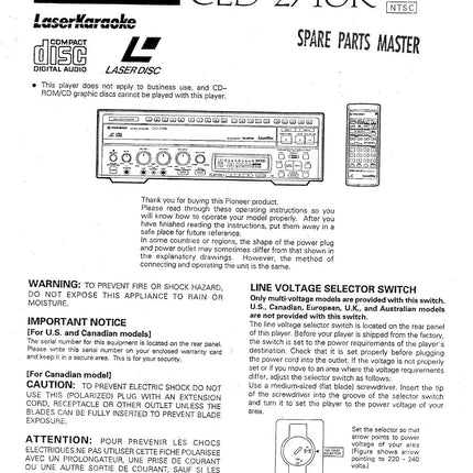 PIONEER CLD-2710K Laser Disc Player Owners Instruction Manual