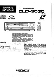 PIONEER CLD-3030 Laser Disc Player Owners Instruction Manual