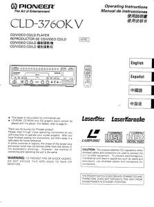 PIONEER CLD-3760KV Laser Disc Player Owners Instruction Manual