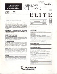 PIONEER CLD-79 Laser Disc Player Owners Instruction Manual