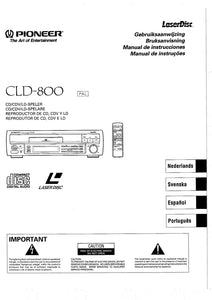 PIONEER CLD-800 Laser Disc Player Owners Instruction Manual