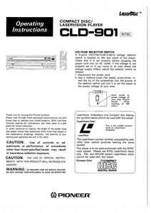 PIONEER CLD-901 Laser Disc Player Owners Instruction Manual