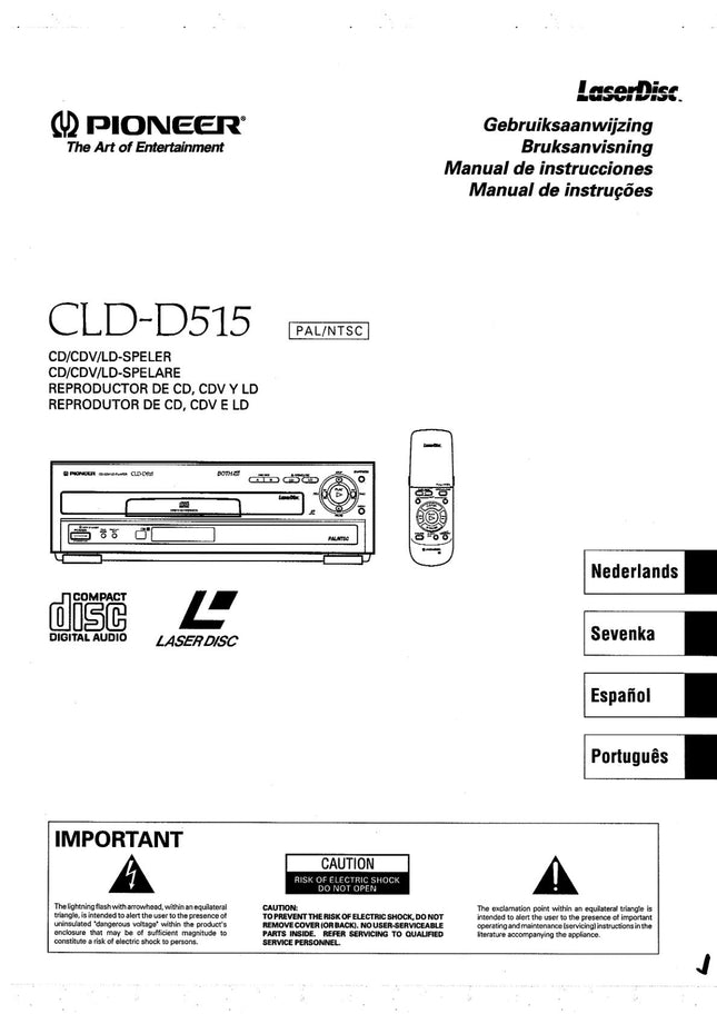 PIONEER CLD-D515 Laser Disc Player Owners Instruction Manual
