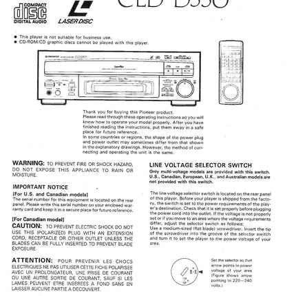 PIONEER CLD-D550 Laser Disc Player Owners Instruction Manual
