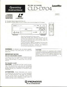 PIONEER CLD-D704 Laser Disc Player Owners Instruction Manual