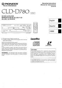 PIONEER CLD-D780 Laser Disc Player Owners Instruction Manual