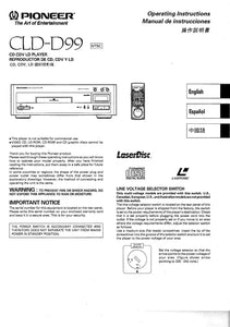 PIONEER CLD-D99 Laser Disc Player Owners Instruction Manual