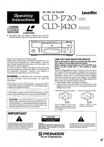 PIONEER CLD-J420 Laser Disc Player Owners Instruction Manual