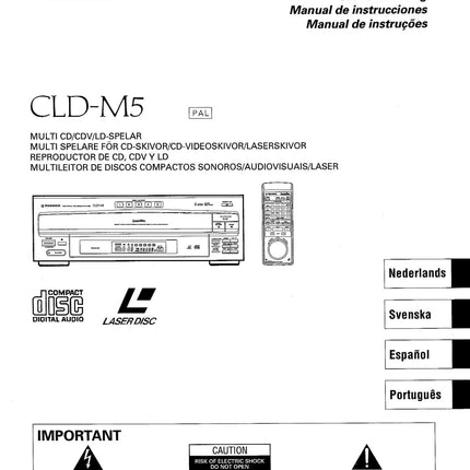 PIONEER CLD-M5 Laser Disc Player Owners Instruction Manual