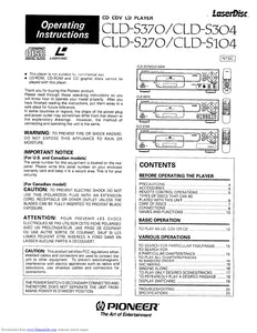 PIONEER CLD-S104 Laser Disc Player Owners Instruction Manual