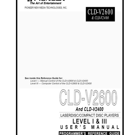PIONEER CLD-V2600 Laser Disc Player Owners Instruction Manual