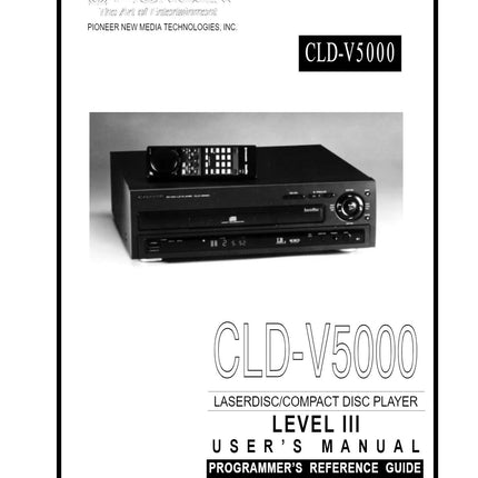 PIONEER CLD-V5000 Laser Disc Player Owners Instruction Manual