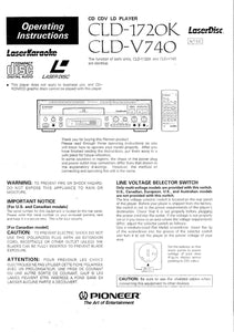 PIONEER CLD-V740 Laser Disc Player Owners Instruction Manual