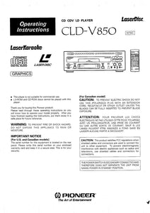 PIONEER CLD-V850 Laser Disc Player Owners Instruction Manual