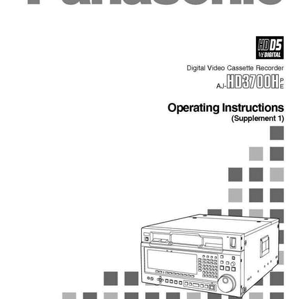 Panasonic AJ-HD3700H VCR User Instruction Manual
