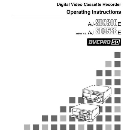 Panasonic AJ-SD955BE VCR User Instruction Manual