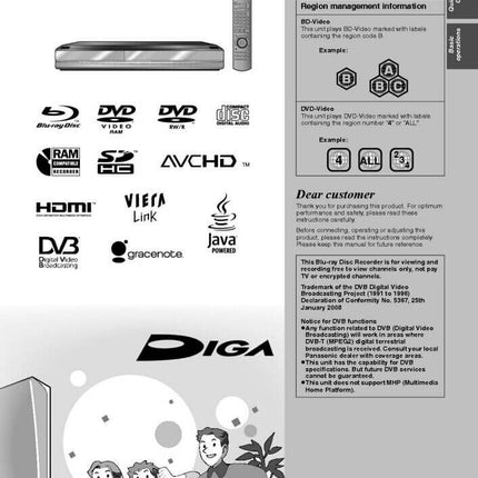 DMR-BW500 DVD Recorder Owners Instruction Manual