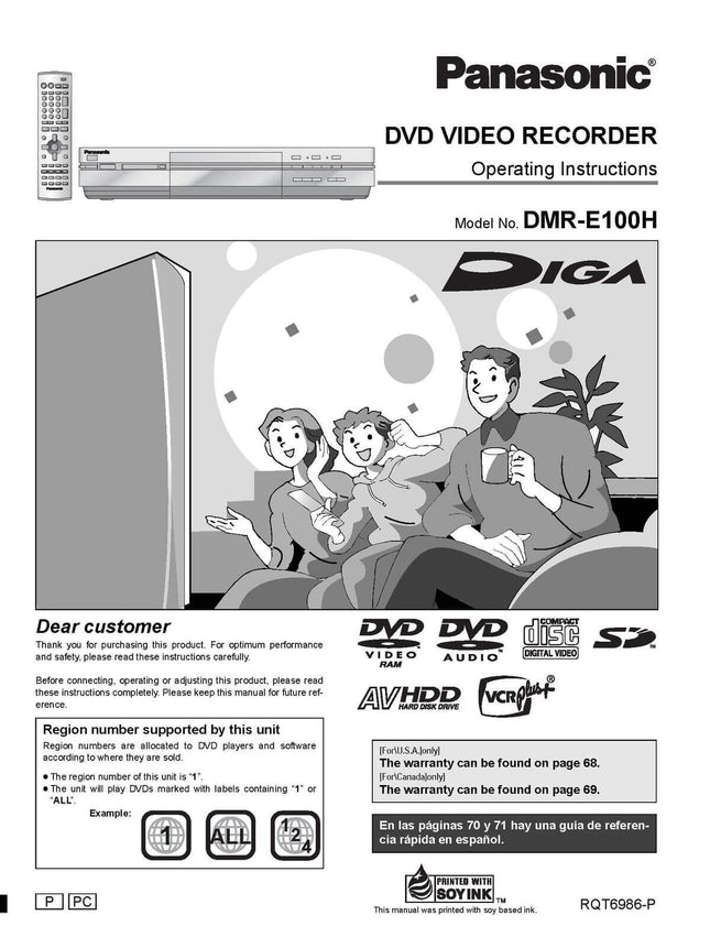 DMR-E100H DVD Recorder Owners Instruction Manual