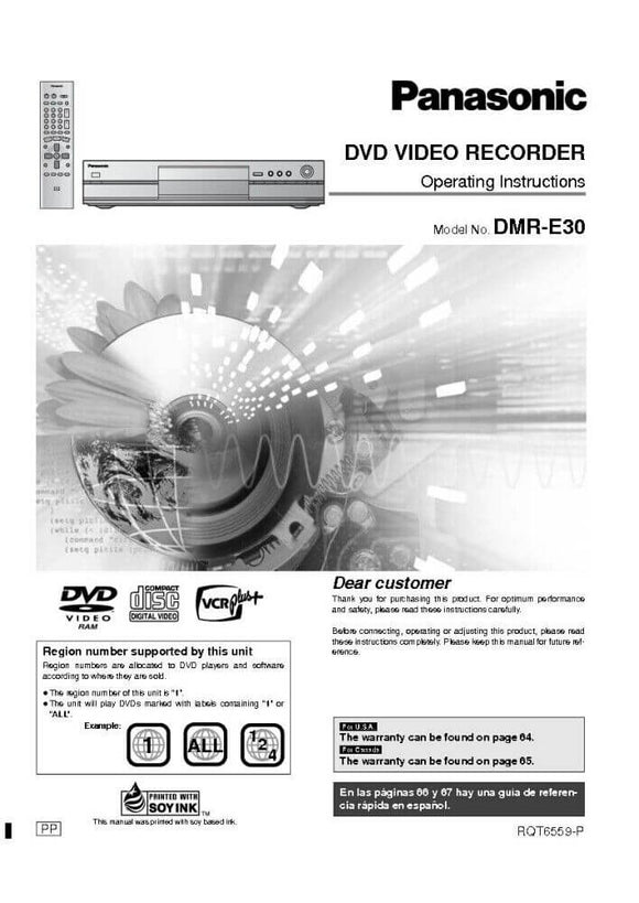 DMR-E30 DVD Recorder Owners Instruction Manual