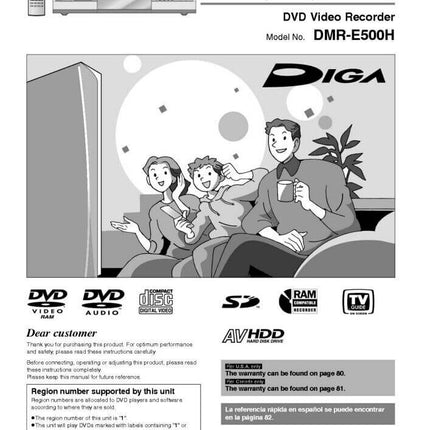 DMR-E500H DVD Recorder Owners Instruction Manual