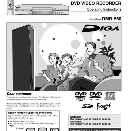 DMR-E60 DVD Recorder Owners Instruction Manual