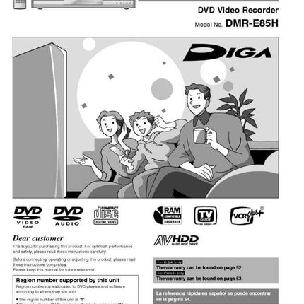 Panasonic DMR-E85H Manual