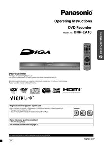 DMR-EA18 DVD Recorder Owners Instruction Manual