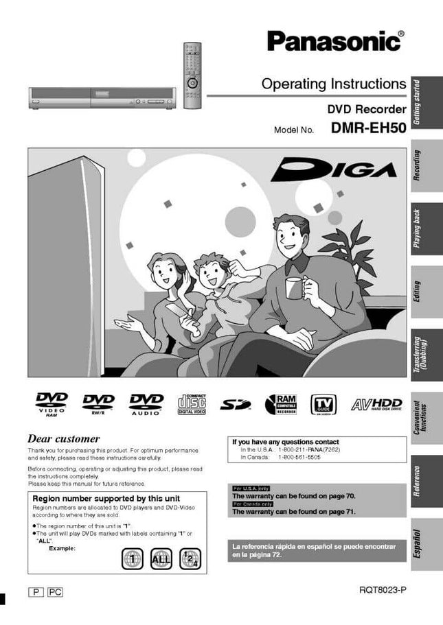 DMR-EH50 DVD Recorder Owners Instruction Manual