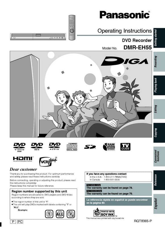 DMR-EH55 DVD Recorder Owners Instruction Manual