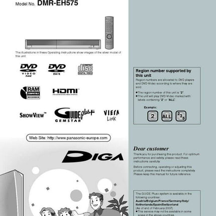 DMR-EH575 DVD Recorder Owners Instruction Manual