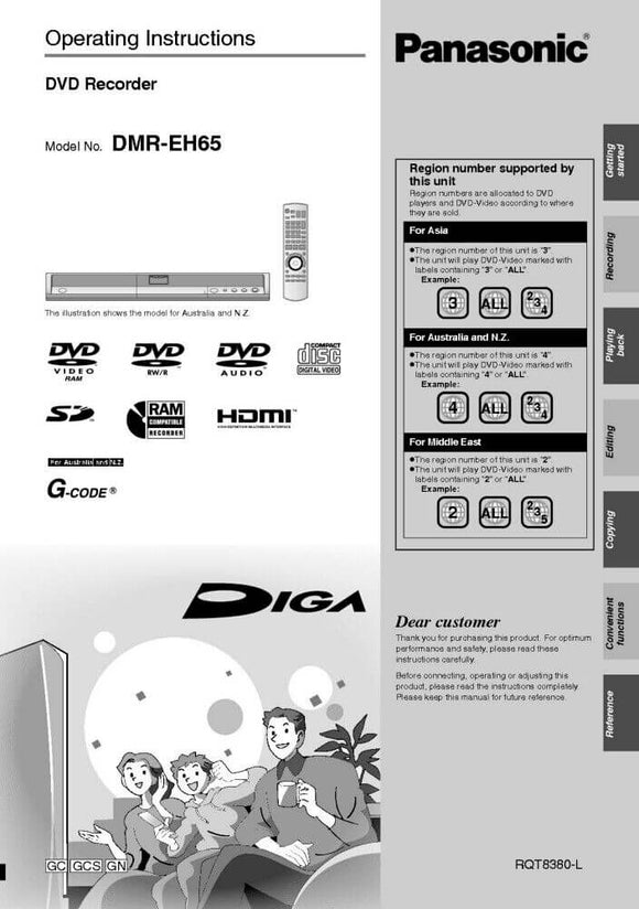 DMR-EH65 DVD Recorder Owners Instruction Manual