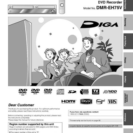 DMR-EH75V DVD Recorder Owners Instruction Manual