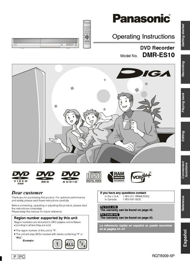 DMR-ES10 DVD Recorder Owners Instruction Manual