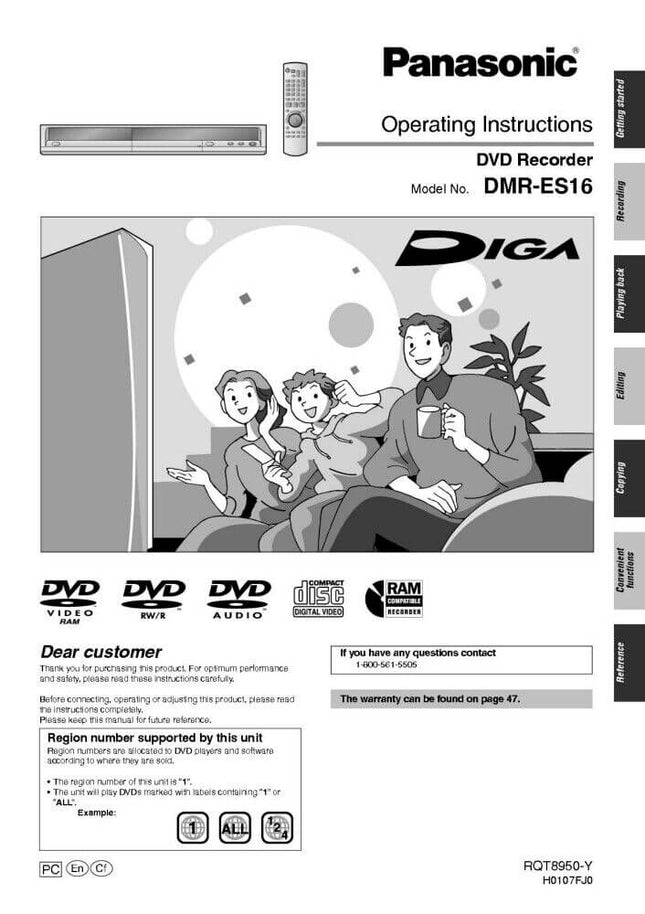 DMR-ES16 DVD Recorder Owners Instruction Manual