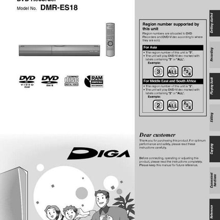 DMR-ES18 DVD Recorder Owners Instruction Manual
