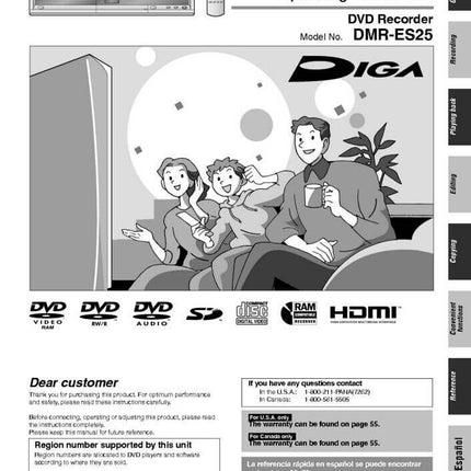 DMR-ES25 DVD Recorder Owners Instruction Manual