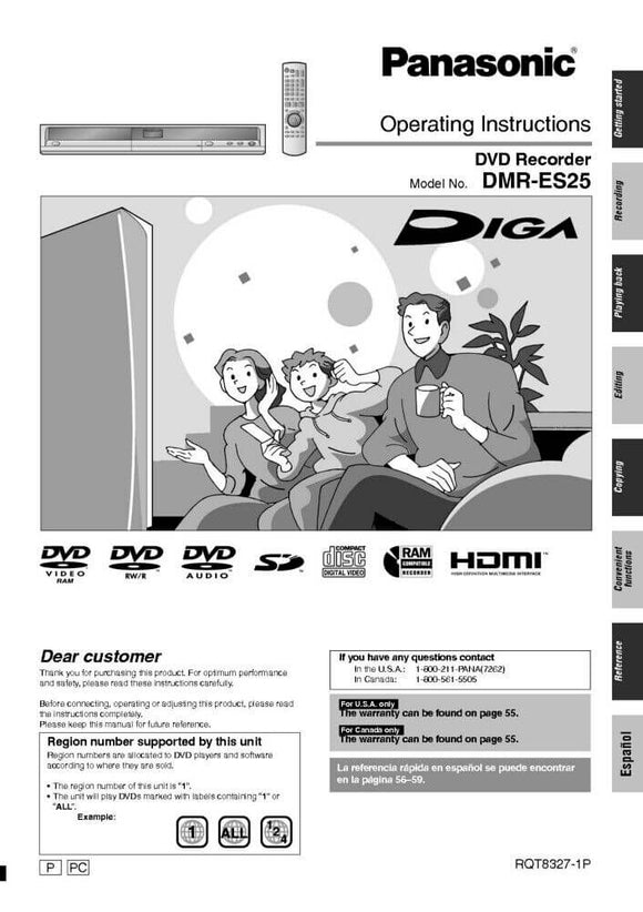 DMR-ES25 DVD Recorder Owners Instruction Manual