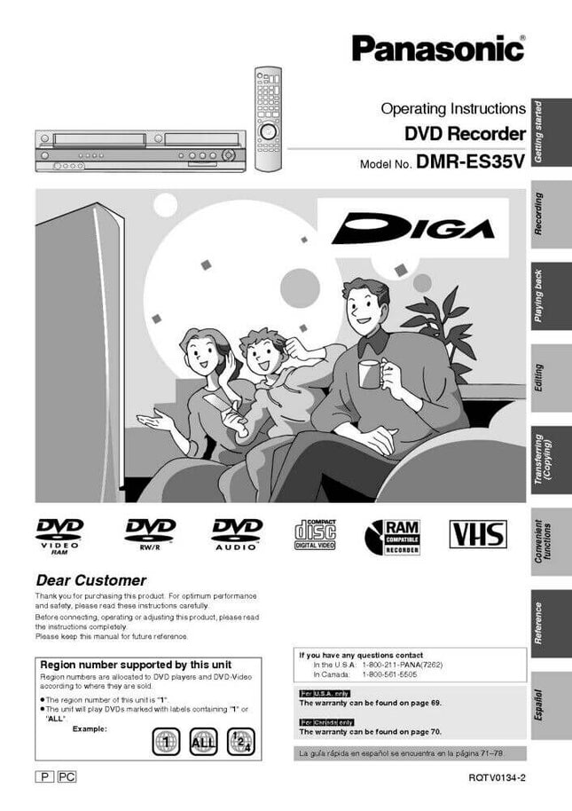 DMR-ES35V DVD Recorder Owners Instruction Manual