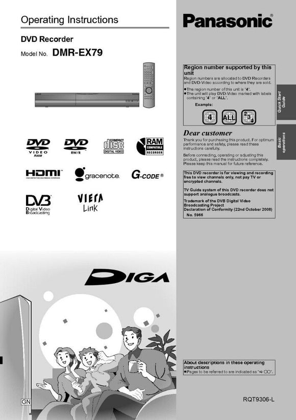 DMR-EX79 DVD Recorder Owners Instruction Manual