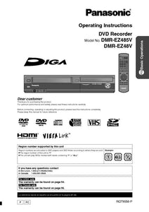 Paper Manual for the Panasonic DMR-EZ485V DVD Recorder.
