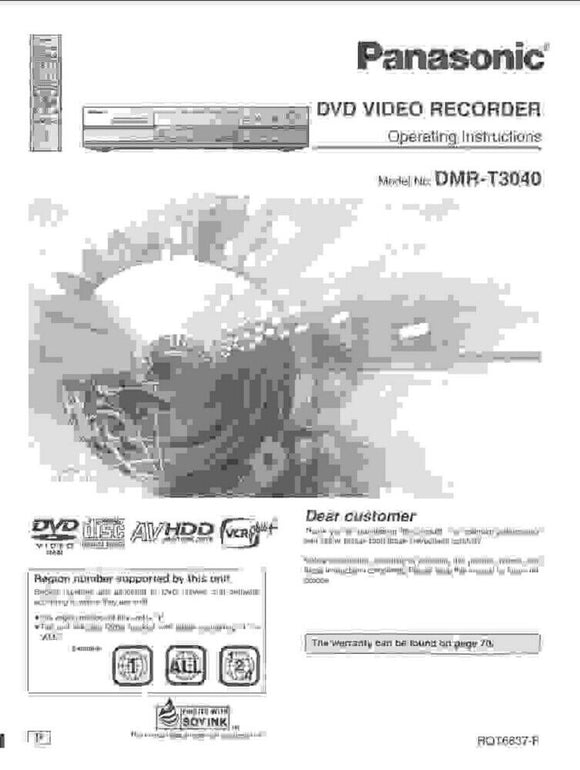 DMR-T3040 DVD Recorder Owners Instruction Manual