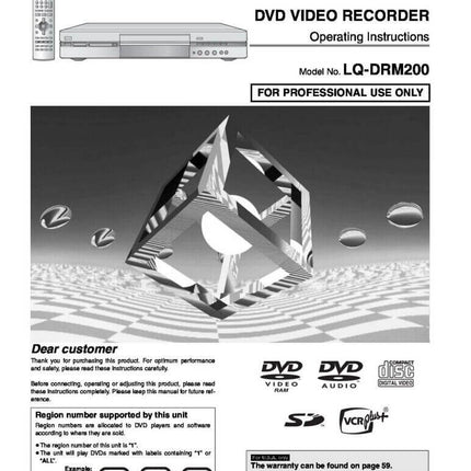 Panasonic LQ DRM200 DVD Recorder Owners Instruction Manual