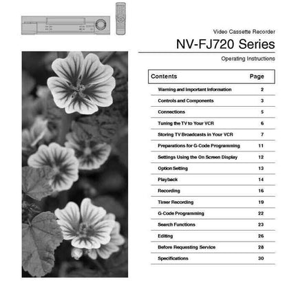 Panasonic NV-FJ720 VCR User Instruction Manual