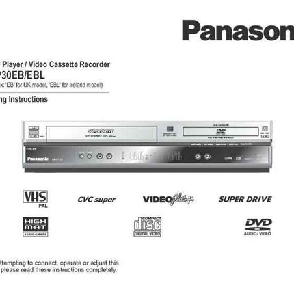 Panasonic NV-VP30EB NV-VP30EBL VCR DVD User Instruction Manual