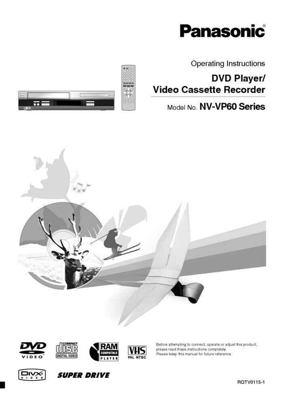 Panasonic NV-VP60 VCR DVD User Instruction Manual