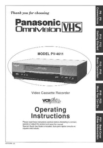 Panasonic PV-4611 VCR User Instruction Manual